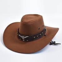 Artificial Suede Western Cowboy Hats Vintage Big-edge Gentleman Cowgirl Jazz Hat Holidays Party Cosplay Hat - details 4