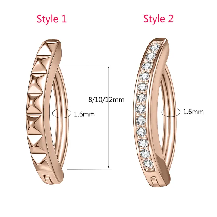 ZS-Piercing para el ombligo de plata 925 para mujer y niña, anillos minimalistas de circón, Anillo para el ombligo, Piercings corporales de playa de verano, 1 unidad - 1