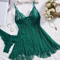 camisón, vestido de noche para mujer, conjunto de cuello, escote en V profundo y ropa interior, lencería con volantes ENCE, pijamas - details 0