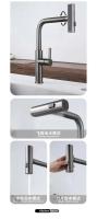 Grifo de cocina con caño de cascada grande, rociador extraíble, montaje en cubierta de un solo mango, mezclador de agua fría y caliente, grúa para fregadero de lavado - details 10