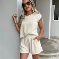 Traje corto informal de verano para mujer, camisetas holgadas y cómodas con cuello redondo y pantalones cortos de cintura elástica, ropa de calle a la moda para mujer - details 1