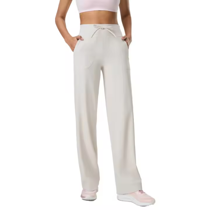 2025 Nuevo Doble 6 De Nylon De Talle Alto Pantalones Rectos Sueltos Cómodos Con Los Deportes De Ocio Y Pantalones De Yoga Elásticos Mujeres - 1