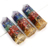 Piedras naturales de Chip de 7 Chakras, cristal curativo de un solo punto, varitas de resina, piedra caída, amatista, Reiki, meditación con caja de regalo - details 1