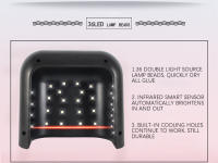 Secador de uñas con lámpara LED UV inteligente, equipo de secado rápido de uñas con Sensor automático, 36 piezas, 48W - details 2