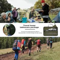 Bolsa de almacenamiento de cubiertos para acampar al aire libre, bolsa enrollable portátil, almacenamiento de cubiertos, estuche resistente al agua para tenedores, cucharas y palillos - details 1