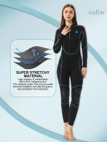 Traje de neopreno completo para mujer, con cremallera frontal, manga larga y pierna, material de cloropreno para buceo y deportes - details 5