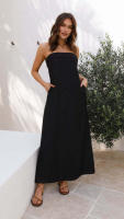Vestido largo de satén de Color liso para mujer - details 28