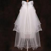 Velo de primera comunión para niñas de flores con lazo blanco santo para encaje con diamantes de imitación, peineta para el pelo para niños, tocado para fiesta de boda - details 5