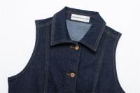 OUWU- Willshela, Conjunto De 2 Piezas A La Moda Para Mujer, Camiseta Sin Mangas Vaquera Negra Con Una Botonadura Y Falda Midi Con Cremallera Frontal Vintage, Conjunto De Faldas Elegantes Para Mujer - details 5