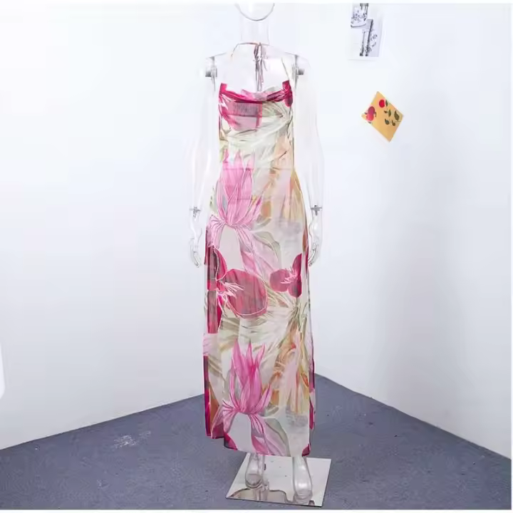 Vestido de Moda para Mujer Bordado con Cuentas Vestido de Verano sin Mangas con Espalda Abierta y Correas Estilo Holiday a la Moda - 1