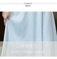 Falda larga de cintura alta para mujer, falda larga con temperamento, novedad de verano, vestido francés adelgazante, dulce y fresco, con cuello cuadrado - details 3