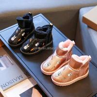 Nuevas botas de nieve bonitas de dibujos animados a la moda para niños pequeños, zapatos mullidos de invierno naturales para niñas, marca cálida 2025 barata - details 2