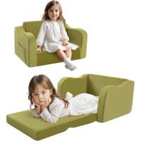 Sofá infantil plegable, cómodo sofá cama para niños pequeños, sofá cama 2 en 1 para esquina acogedora, habitación infantil, minisofá con función de dormir para niños y niñas, color verde - details 0