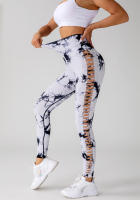 Leggings deportivos de tie dye con abertura escalonada lado inconsútil - details 26