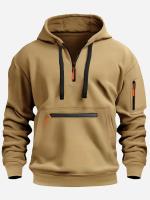 Men's Hooded Sweater Leisure Sports Pullover Retro Harajuku Long Sleeve Zipper Multi-pocket Casual Loose Coat Street Wear - details 2