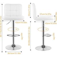 Taburete de Bar de Juego de 2 Altos de Cocina Silla de Bar de Cuero Sintético Regulable en Altura con Resaldo y Reposapiés Giratorio de 360° para Cocina, Mostrador, Bar Negro - details 17