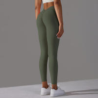Pantalones de yoga con espalda en V para mujer, leggings sexys para entrenamiento Fiess, gimnasio, correr, cintura alta - details 15