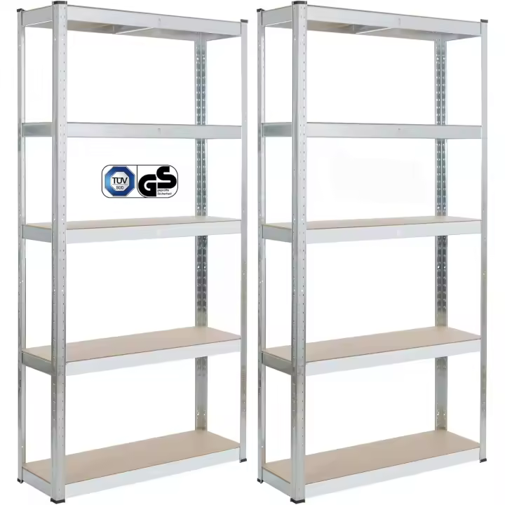 Azul Azul Especio de Almacenamiento sin Tornillos 180x90x30cm 5 Estantes Estantería de Taller Plata - 1