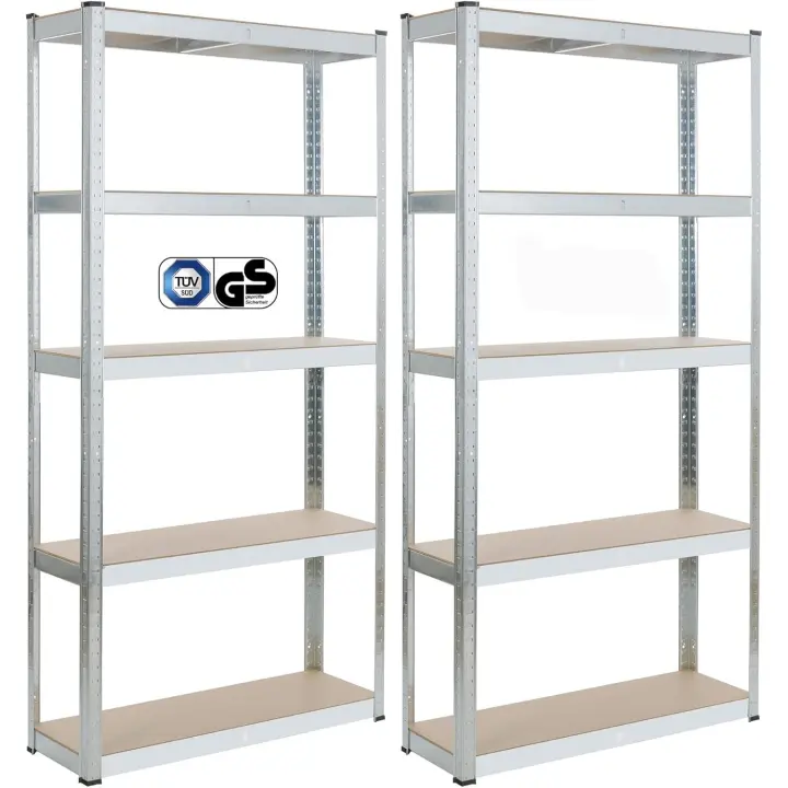 Azul Azul Especio de Almacenamiento sin Tornillos 180x90x30cm 5 Estantes Estantería de Taller Plata - 1