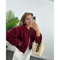 BUNO-Chaquetas Bomber rojas con cremallera para mujer, chaquetas recortadas suaves, chaqueta deportiva de manga larga para mujer, novedad en prendas de vestir exteriores 2025 - details 1
