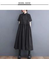 2024 Primavera Verano nuevos vestidos camiseros de retales para mujeres de manga corta sueltos Casual Vintage vestido largo moda ropa elegante - details 1