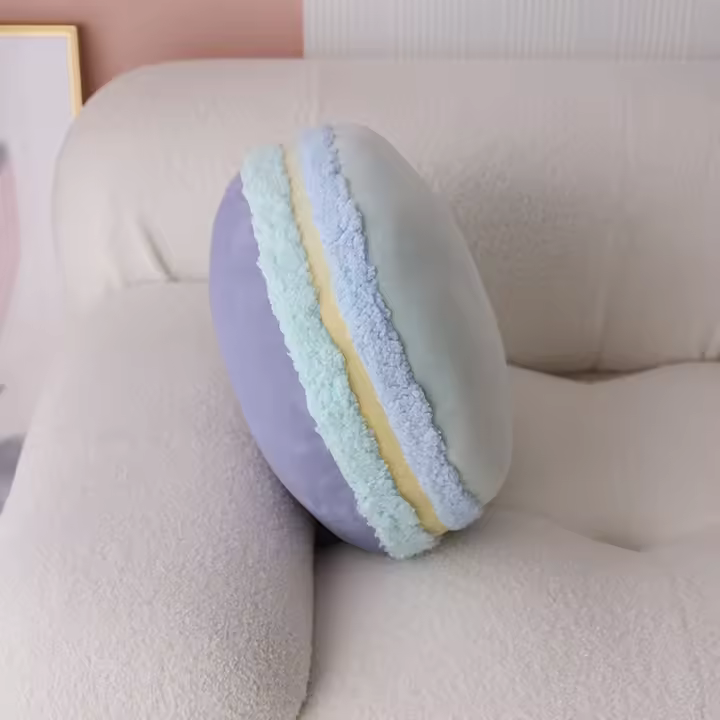 Almohada de macarrón francés, decoración redonda colorida de galletas tipo sándwich, cojín para sofá de casa junto a la cama - 1