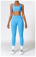 Conjunto de Yoga 2 Piezas Deporte para Mujeres Ropa de Gimnasio con Sujetador Deporte Mallas Cintura Alta Shorts Yoga Leggings Traje de Fitness Material Exterior de Nylon - details 16