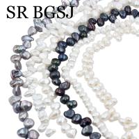 Venta al por mayor, cuentas perforadas laterales, negro, blanco, rosa, perlas naturales de agua dulce, fabricación de joyas, cuentas artesanales DIY de 14'' - details 2