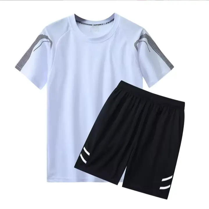 Traje deportivo casual para hombre, pantalones cortos de manga corta y transpirables, secado rápido, verano, 2 piezas - 1