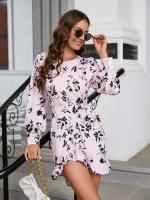 Vestido corto de manga larga para mujer, prenda elegante y bonita con cuello redondo, Estilo Vintage, a la moda, 2025 - details 14