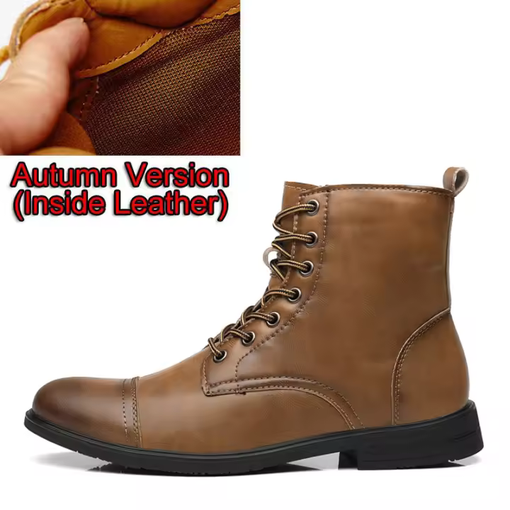 Botas de cuero de felpa para hombre, botines impermeables, estilo italiano, Chelsea, alta calidad - 1
