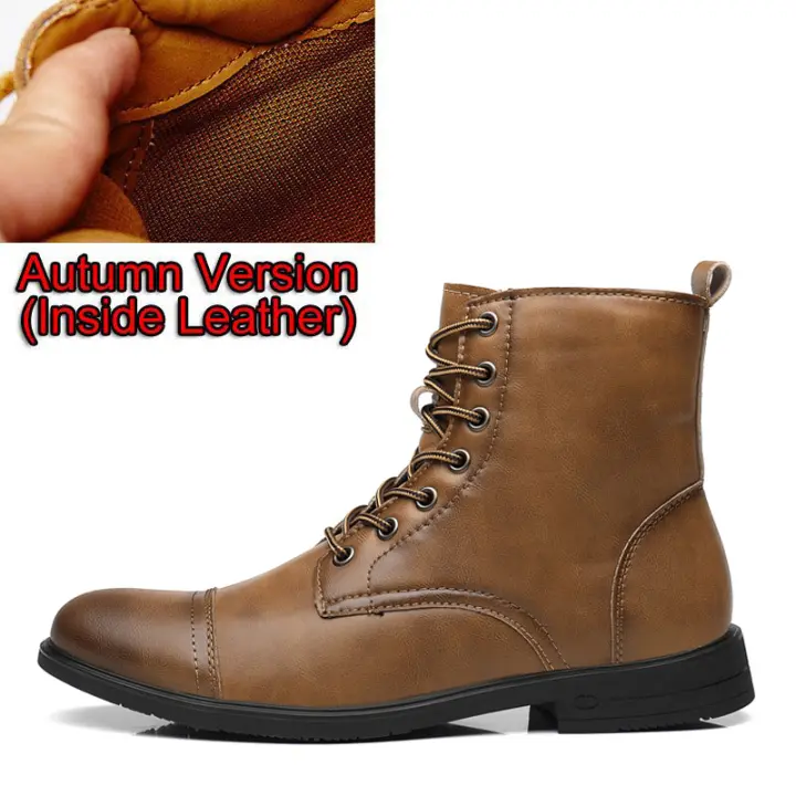 Botas de cuero de felpa para hombre, botines impermeables, estilo italiano, Chelsea, alta calidad - 1