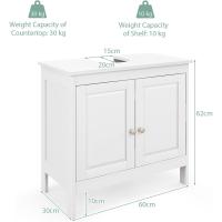 Armario bajo lavabo, corte en forma de U, mueble bajo lavabo con 2 puertas de persiana y 2 estantes, armario de suelo de baño, 60x30x60cm - details 2
