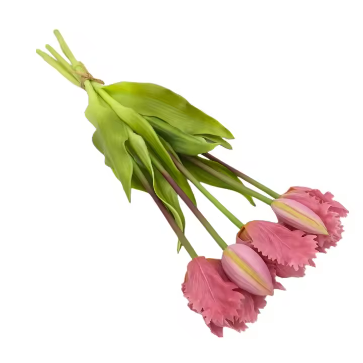 5 uds 5 cabezas flores artificiales de tulipán loro tacto Real ramo de tulipanes de simulación de lujo flores falsas hechas a mano realistas - 1