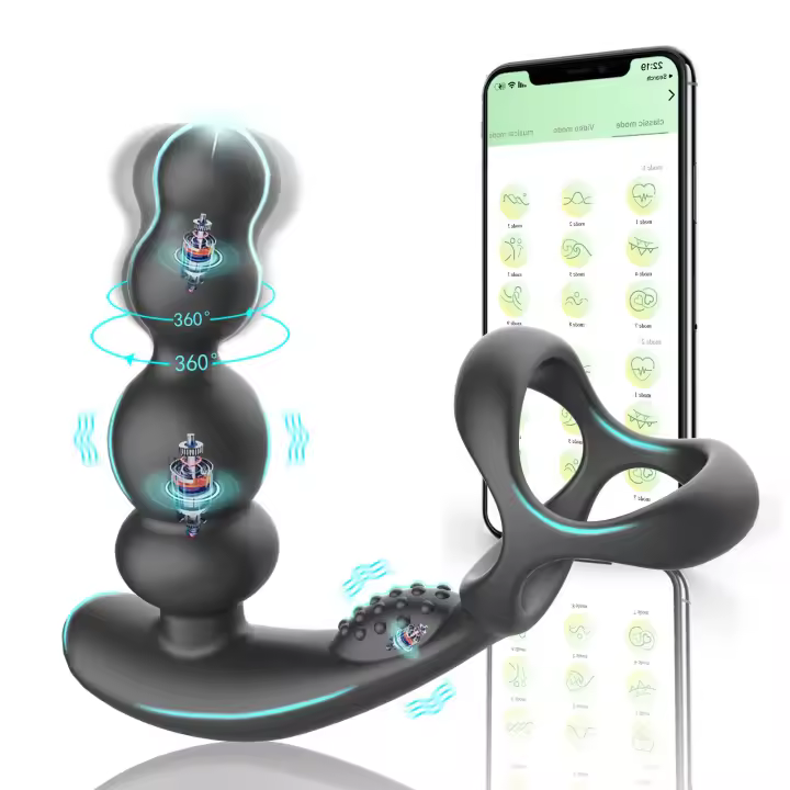 Juguetes sexuales para hombres, vibrador anal, masajeador de próstata con anillo para el pene, juguetes sexuales masculinos con 3 modos giratorios y 10 modos de vibración, juguetes sexuales anales, cuentas anales para parejas adultas - 1