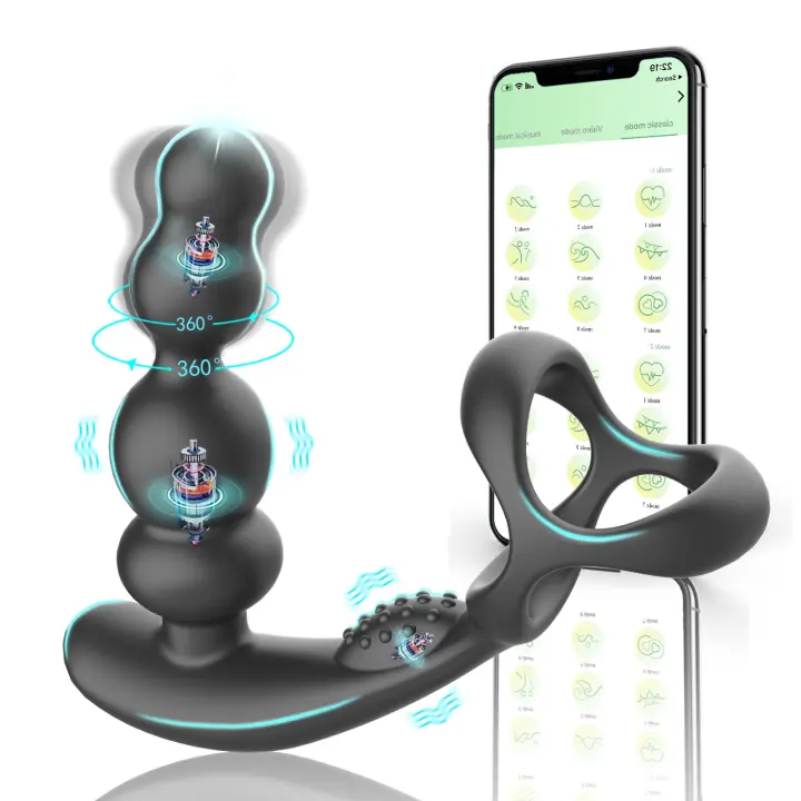 Juguetes sexuales para hombres, vibrador anal, masajeador de próstata con anillo para el pene, juguetes sexuales masculinos con 3 modos giratorios y 10 modos de vibración, juguetes sexuales anales, cuentas anales para parejas adultas - 1