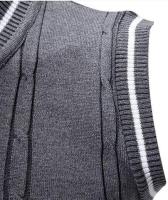 Nuevo Chalecos sin mangas de punto con cuello en V para hombre, jerséis de punto ajustados, suéteres de moda de retales, ropa de calle informal inteligente - details 14