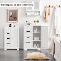 Armario de Baño de Suelo Mueble Auxiliar Comodo con 4 Cajones Estante Ajustable 81x30x83 cm Blanco - details 21