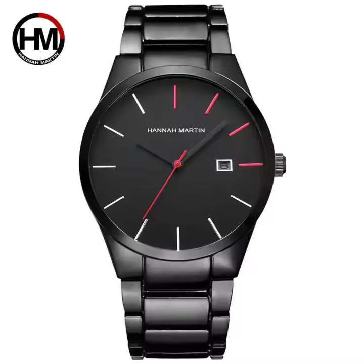 Premium lujo 2018 cuarzo creativo Vogue rojo y negro banda de acero inoxidable hombres de negocios relojes de primeras marcas De Luxo impermeable Dropshipping - 1