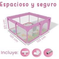 Parque Infantil Bebe 120x120cm + Alfombra Bebe – Corralito Bebe con Malla Transpirable – Parque de Juegos Bebe Plegable con Puerta Lateral – Parque Bebe - Gris - details 10