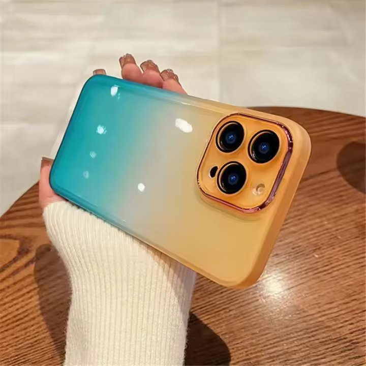 Funda de teléfono transparente de arcoíris degradado de lujo para iPhone 16 Pro Max 15 14 13 12 11 X XR XS Plus cubierta protectora de cámara a prueba de golpes - 1