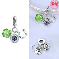 Abalorios de Plata 925 con Forma de Trébol de Cuatro Hojas, Ojos y Herradura, Compatibles con Pulseras Originales de Plata 925, para Mujer, Joyería, Manualidades, Regalos - details 0