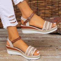 Sandalias de Cuña de Verano Tacón de Brillo de Estrás con Plataforma de Piso - details 2