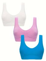 Sujetadores Deportivos Inalámbricos, 3 piezas, Sujetador De Tanque Elástico Cómodo Y Transpirable, Lencería Y Ropa Interior Para mujer - details 0