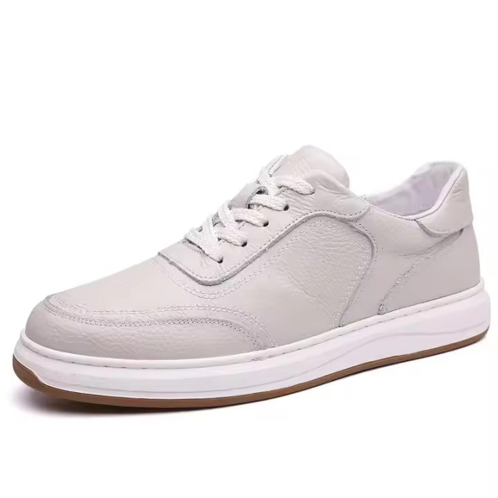 Nuevos zapatos de moda + zapatos casuales clásicos de marca de diseño de lujo de alta calidad deportivos blancos puros de cuero genuino para hombres - 1