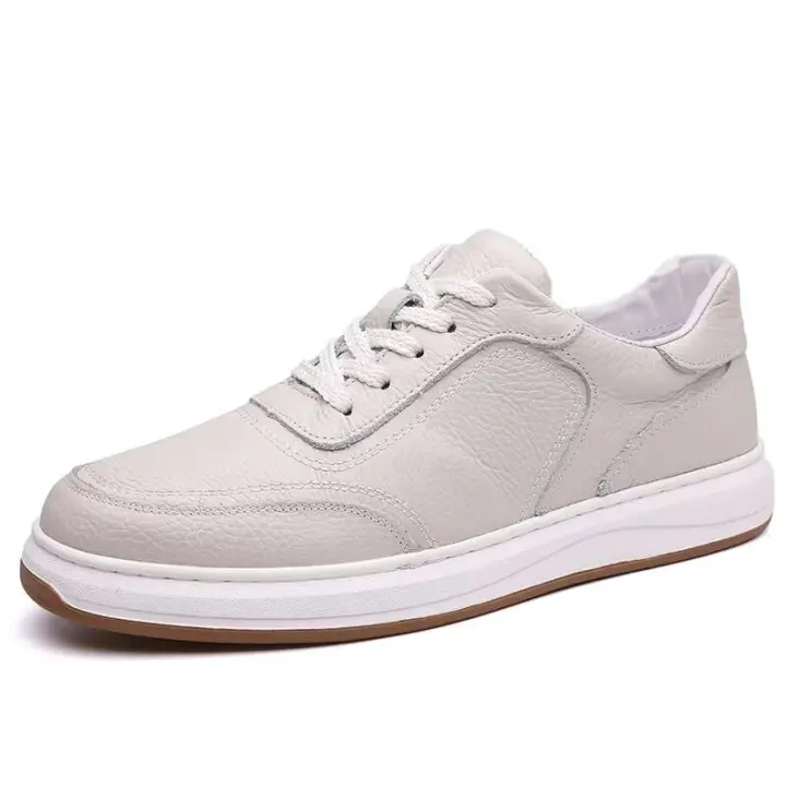 Nuevos zapatos de moda + zapatos casuales clásicos de marca de diseño de lujo de alta calidad deportivos blancos puros de cuero genuino para hombres - 1