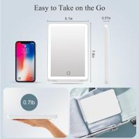 Espejo de tocador de maquillaje de viaje recargable, iluminación de 3 colores, pantalla táctil regulable, espejo cosmético LED de mesa con luces - details 3