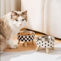 Cuenco de acero inoxidable antiasfixia para gatos, comedero antideslizante con soporte, cuenco elevado para gatos, rejilla/punto de onda, alimentador para perros de pie alto - details 0