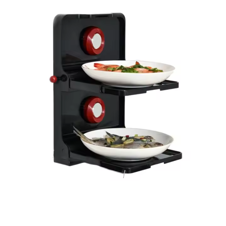 Estante de preparación de alimentos multicapa, tipo ventosa, plegable, estante para condimentos, sin perforación, estante de almacenaje para cocina montado en la pared - 1