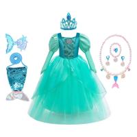 AmyStylish Niñas Princesa Sirena Ariel Cosplay Halloween Fiesta de Cumpleaños Verano Playa Vacaciones Vestido - details 34